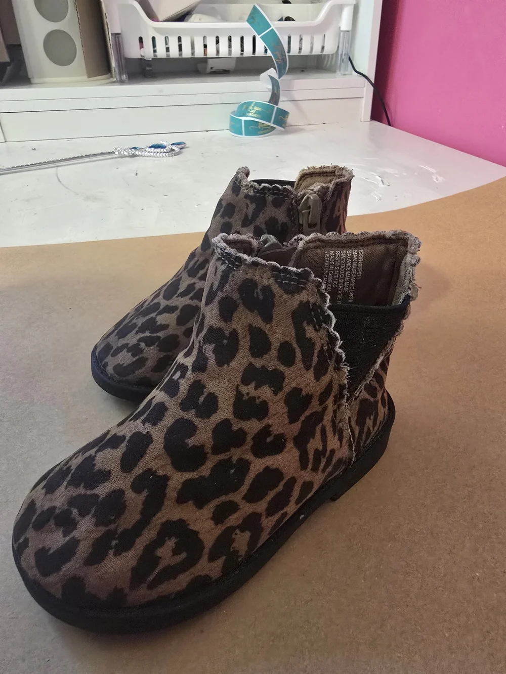 Garanimals Leopard Print Toddler Ankle Boots - Brown/Black